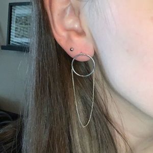 Silver Circle with Chain Earrings